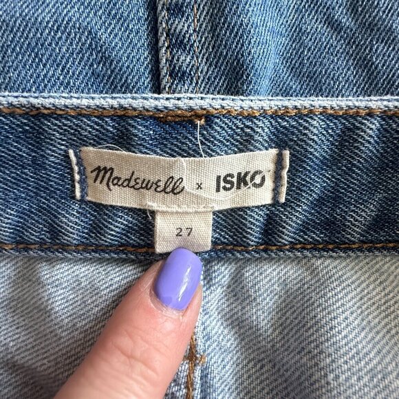 Women's 27 Madewell X ISKO Patchwork Jean Skirt Raw Edge 70's Style - Picture 6 of 8